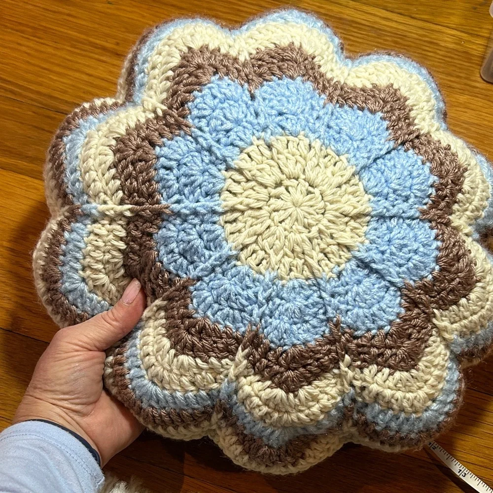 Crochet Flower Pillow and Heart Set